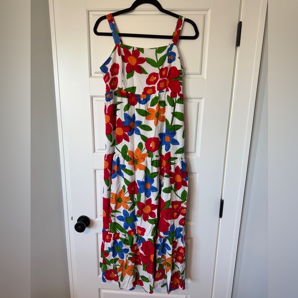 Floral Midi Dress with Colorful Flowers